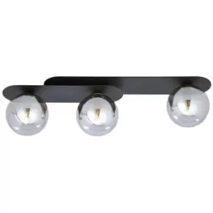 Image of Emibig Plaza Black Globe Ceiling Light with Graphite Glass Shades, 3x E14