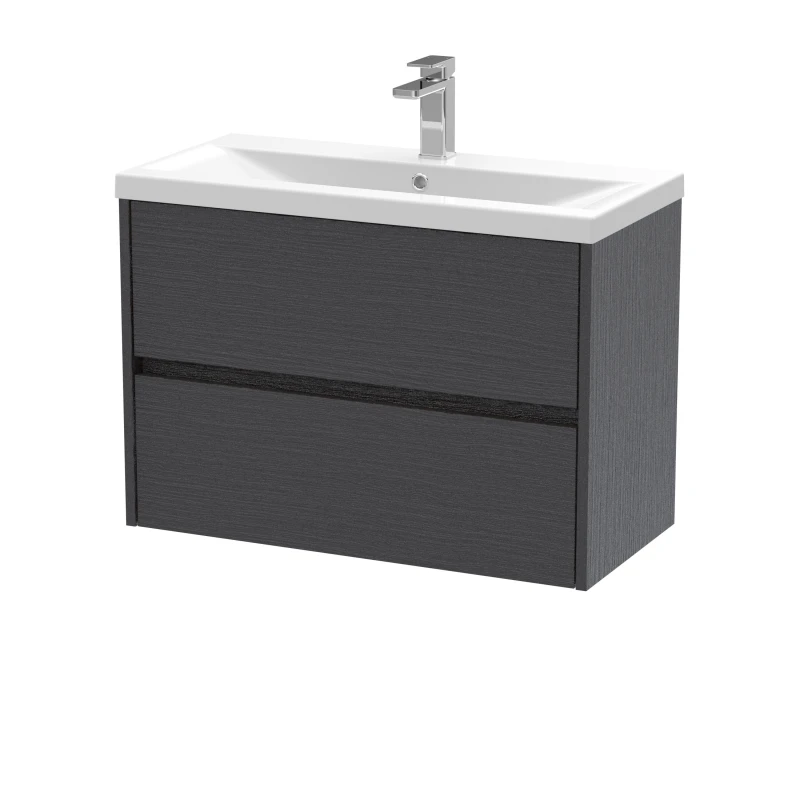 Image of Balterley Square Wall Hung 2 Drawer Vanity Unit & Basin, 800mm Graphite Grey Grey