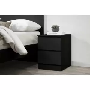 Image of Oslo 2 Drawer Bedside Black - Black