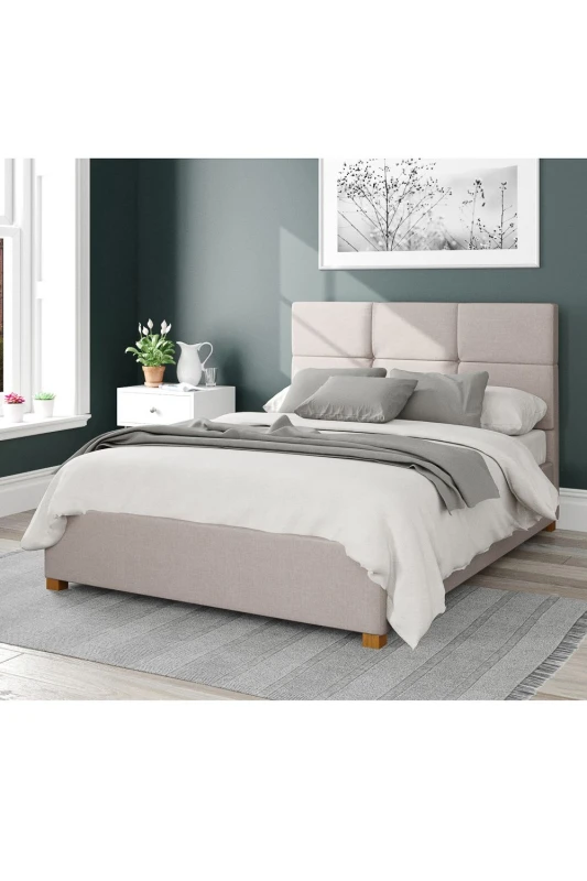 Image of Aspire Aspire Caine Upholstered Ottoman Storage Bed, Eire Linen Fabric in Off White Size: Single Off White Single Unisex 5057632187406