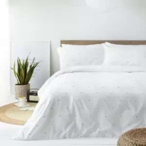 Image of The Linen Yard Strand Single Duvet Cover Set Cotton White/Grey