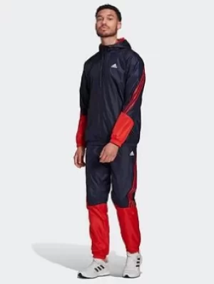 Image of adidas Sportswear Hooded Tracksuit, Blue, Size S, Men