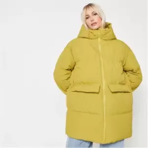 Image of Missguided Extreme Oversized Mid Length Puffer Coat - Green