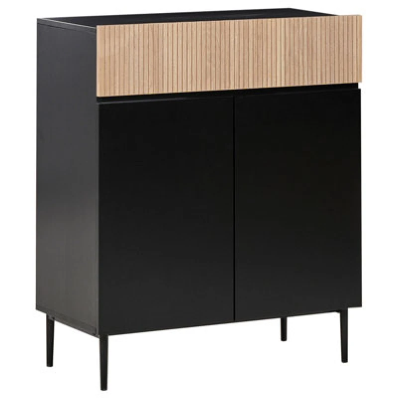 Image of Beliani 2 Door Sideboard Blythe Natural Ash Wood Black