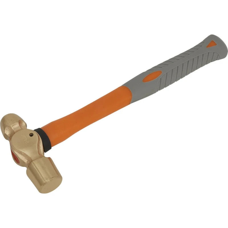 Image of Loops 24oz Ball Pein Hammer - Non-Sparking - Fibre Glass Shaft - Shock Absorbing Grip Clear