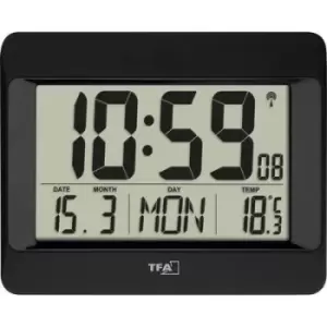 Image of TFA Dostmann 60.4519.01 Radio Wall clock 215mm x 26mm x 160 mm Black Large display