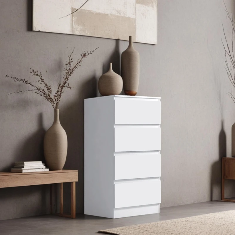 Image of FWStyle FWStyle 4 Drawer White Chest Of Drawers Scratch Resistant White One Size Unisex 5056413129178