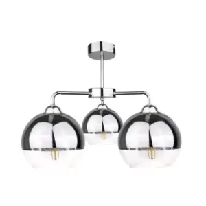 Image of Ice Multi Arm Semi Flush Ceiling Light Silver, 40cm, 3x E27
