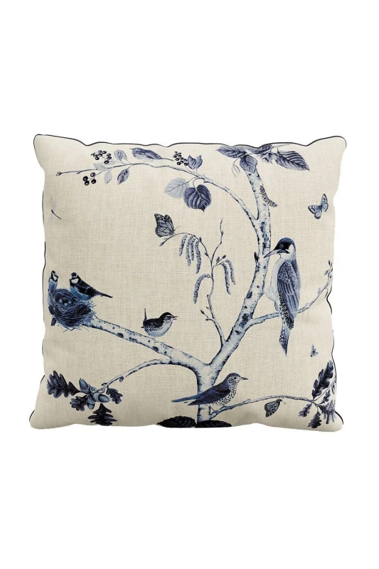 Image of Sanderson 'Woodland Chorus' Cotton Cushion Light Beige