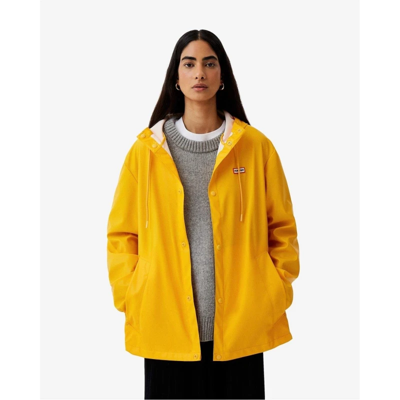Image of Hunter Womens Izzy Short Weather-Resistant Rain Anorak Gold Fusion female 10 (S)