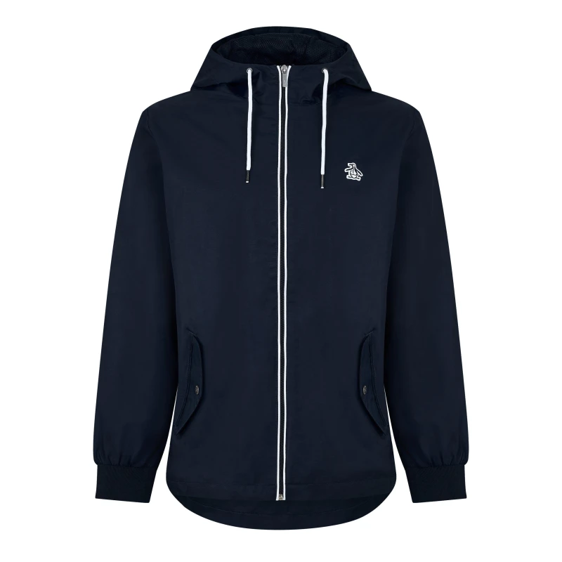 Image of Original Penguin Mens Ratner Waterproof Wind Resistant Hooded Long Sleeve Rain Anorak Yale male Small