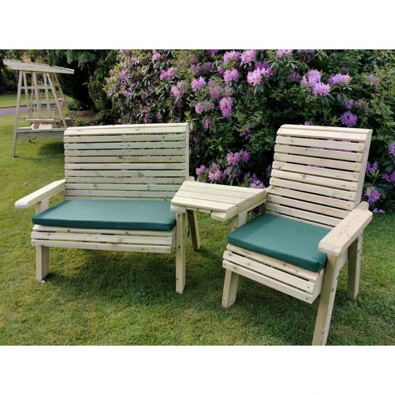 Image of Churnet Valley Garden Furniture Ltd Ergo Trio Set Straight Tray - Timber - 75 x W220 x H105cm in Brown Brown Unisex