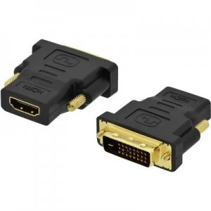 Image of ednet HDMI / DVI Adapter [1x HDMI socket - 1x DVI plug 19-pin] Black screwable, gold plated connectors