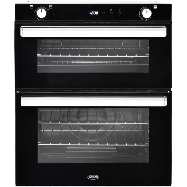 Image of Belling BI702G Built Under Gas Double Oven with Full Width Electric Grill - Black - A/A Rated