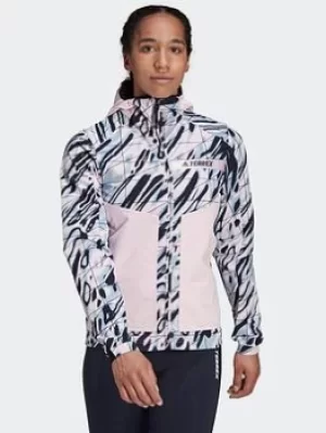 Image of adidas Terrex Multi Graphic Stretch Softshell Jacket, Blue Size M Women