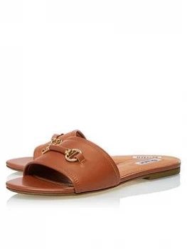 Image of Dune Tan Leather 'Laffia' Mules - 3