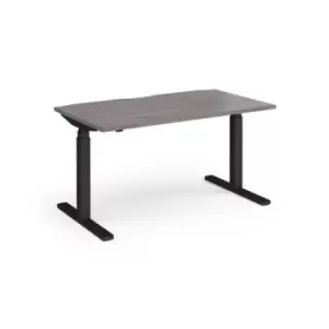 Image of Elev8 Touch straight sit-stand desk 1400mm x 800mm - Black frame and grey oak top