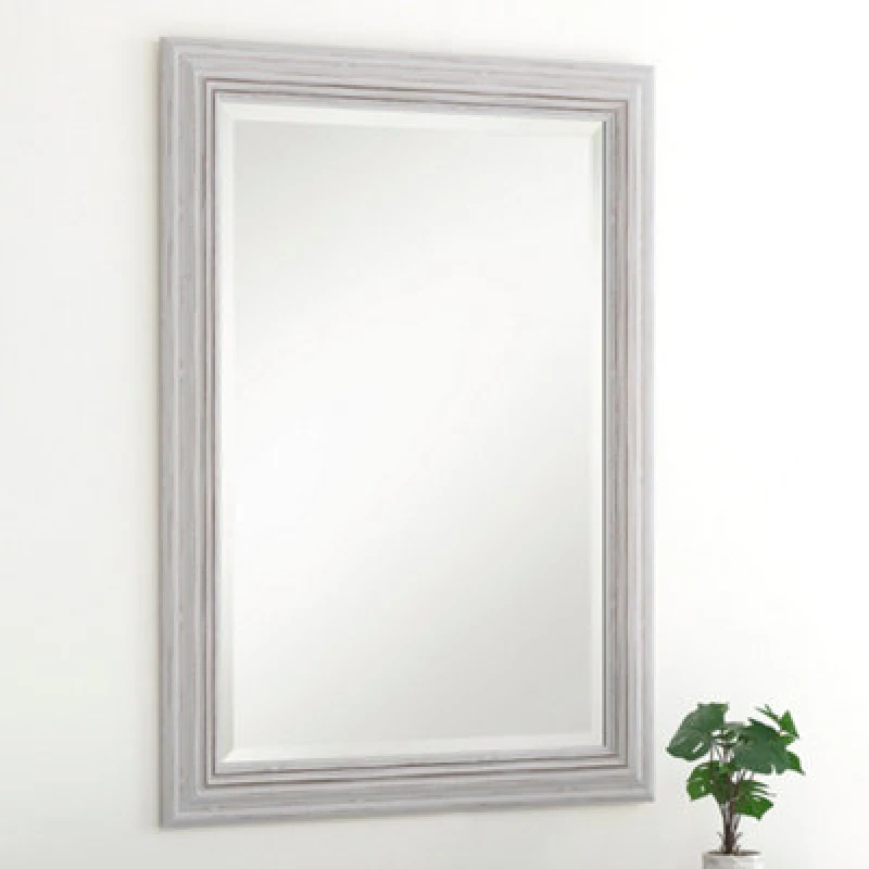 Image of Yearn Mirrors Yearn Distressed White Framed Wall Mirror 75x60cm White