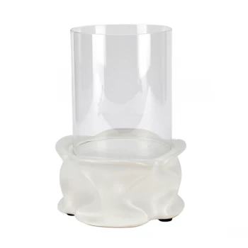 Image of HESTIA Matt White Ceramic Flower Bud Candle Holder - Small