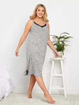 Image of Yours Random Spot Lace Split Chemise, Grey, Size 18-20, Women