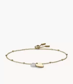 Image of Fossil Women Sutton Mommy and Me Two-Tone Stainless Steel Heart Chain Bracelet