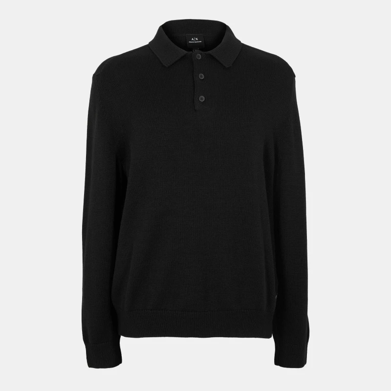 Image of Armani Exchange Mens Knitted Polo Shirt Black UC001 male M