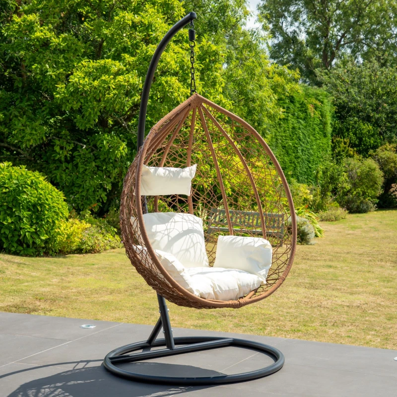 Image of Artemis Home Sutton Hanging Swing Single Egg Pod Chair in Cream Cream Unisex