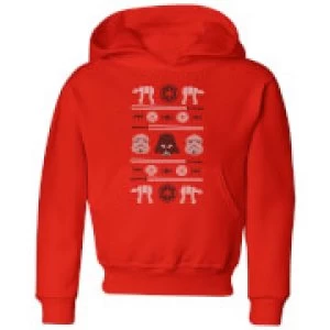 Image of Star Wars Imperial Knit Kids Christmas Hoodie - Red - 3-4 Years