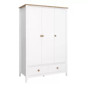 Image of Heston 3 Door Wardrobe White And Pine