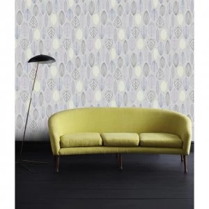 Image of Superfresco Easy Lilac Scandi Leaf Floral Wallpaper - One size