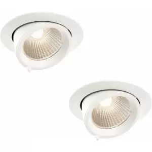 Image of 2 pack Fully Adjustable Ceiling Downlight - 30W Warm White LED - Matt White
