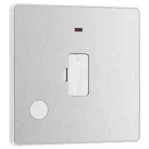 Image of BG Evolve Brushed Steel 13A Unswitched Fused Connection Unit with Power LED Indicator & Flex Outlet