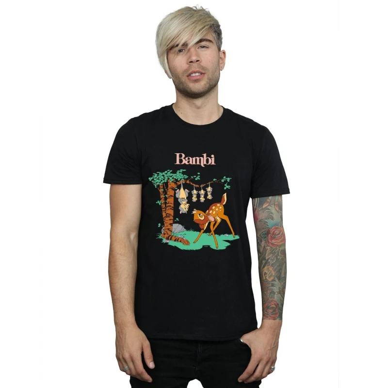 Image of Disney Men Bambi Tilted Up T-Shirt in Black Size: Small Black S Male 5059114147939