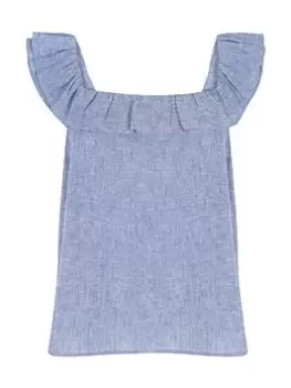 Image of Mint Velvet Blue Chambray Bow Back Top, Blue, Size S, Women