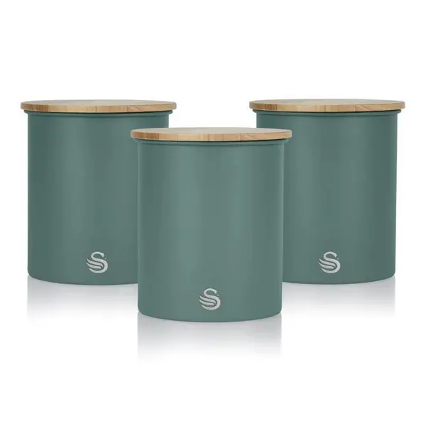 Image of Swan Nordic Set of 3 Storage Canisters Green