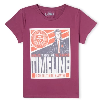 Image of Marvel Timeline Womens T-Shirt - Burgundy - L