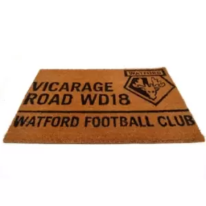 Image of Watford FC Door Mat (One Size) (Brown/Black)