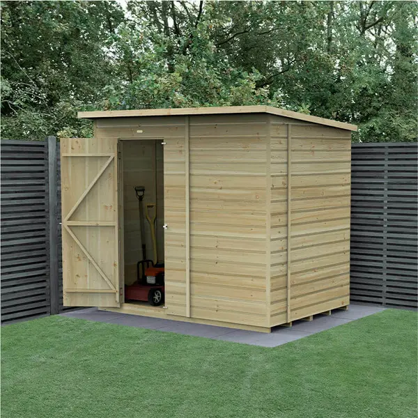 Image of 7' x 5' Forest Beckwood 25yr Guarantee Shiplap Pressure Treated Windowless Pent Wooden Shed (2.26m x 1.7m)