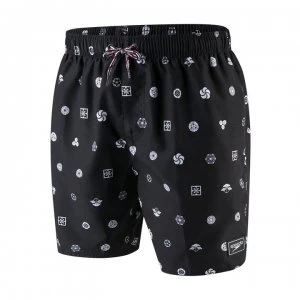 Image of Speedo Print Swim Shorts Mens - Black/White