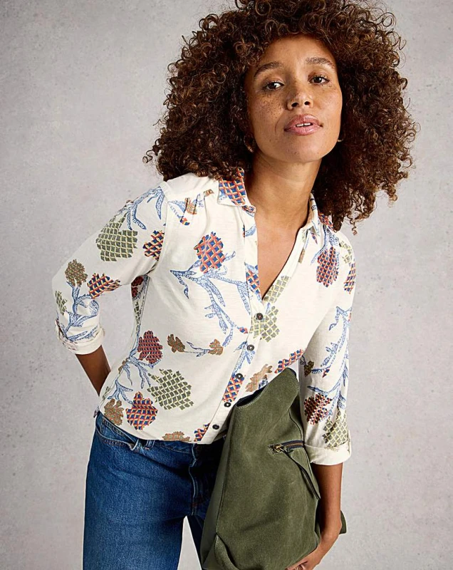 Image of White Stuff White Stuff Annie Shirt Ivory/Multi-Coloured - White Stuff - Size: 18 Ivory/Multi-Coloured Female 18 ZD48405