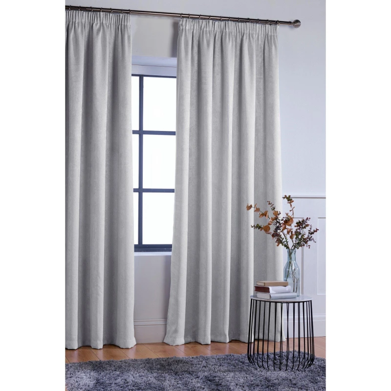 Image of Homelife Crinkle Woven Blackout Pencil Pleat Curtains - Silver Silver 46x54 Inch