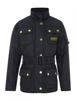 Image of Barbour Girls 4 Pocket Belted Quilted Jacket Black