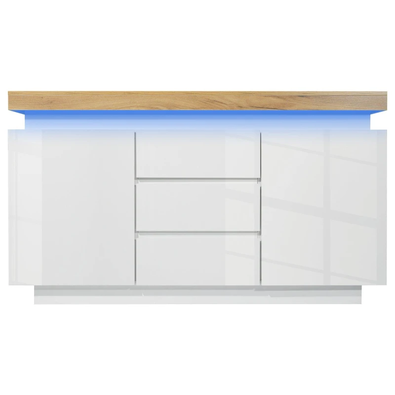 Image of Urban Meuble Modern LED High-Gloss Sideboard Chest of Drawers White unisex One Size