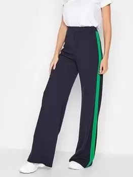 Image of Long Tall Sally Stripe Wide Leg Trousers - Navy/Green, Blue, Size 20, Women