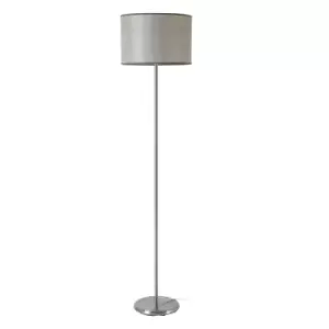 Image of Premier Housewares Forma Floor Lamp in Chrome Effect with Grey Waffle Effect Shade