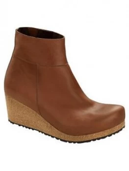 Image of Birkenstock Ebba Leather Wedge Ankle Boot - Cognac