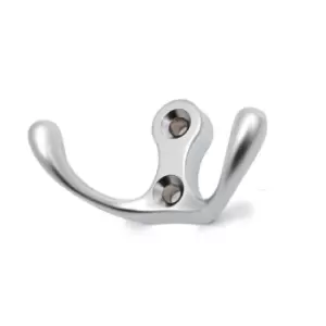Image of GTV Small Double Coat Hanger Hook Door Wall Bath CK24 Model - Colour Aluminium,