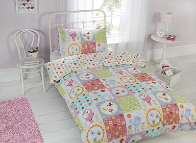 Image of Rapport Home Birdie Patchwork Polycotton Duvet Set With Pillowcase