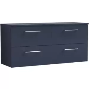 Image of Arno Matt Electric Blue 1200mm Wall Hung 4 Drawer Vanity Unit with Worktop - ARN1724W2 - Electric Blue - Nuie