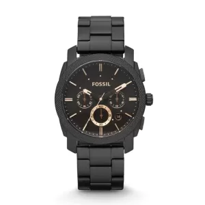 Image of Fossil Mens Machine Mid-Size Chronograph Stainless Steel Watch - Black